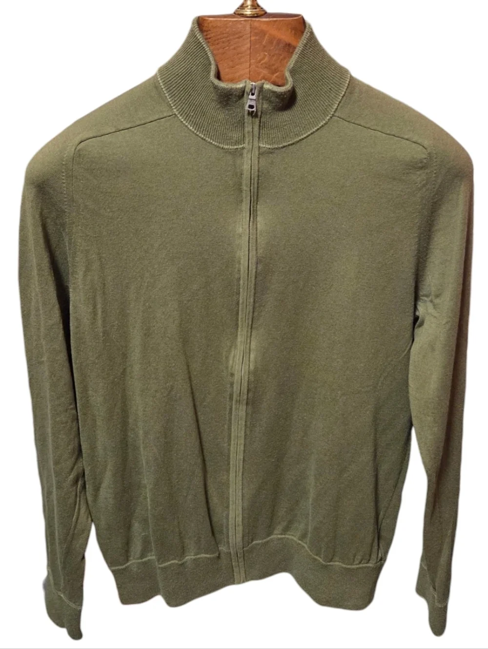 Y2K Vintage Banana Republic Mens Full Zip Sweater Cashmere Blend Green Sz Medium